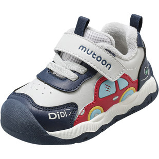 牧童宝宝学步鞋2025冬季新款男童小汽车软底婴儿鞋加绒保暖棉鞋女