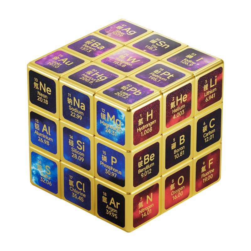 化学元素周期表电镀版金色三阶魔方初中生高中生玩具图片定制创意