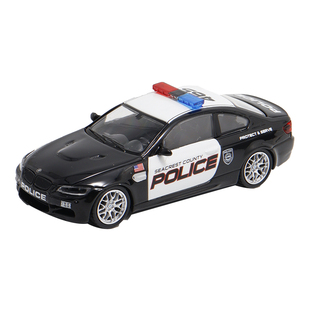 收藏宝马M3 E92 HEC展会DEC 1:64警车安全车仿真合金汽车模型摆件