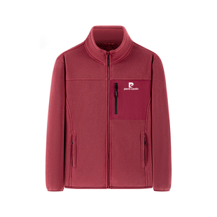 皮尔卡丹爸爸装加绒保暖立领夹克外套男秋冬休闲时尚双面绒抓绒衣