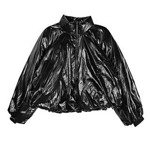 sdeer圣迪奥冬装女装休闲立领罗纹黑色短款面包服羽绒服S20482447