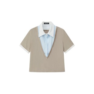 SOFITTE 26SS卡其色假三件翻领针织POLO衫羊毛天丝短袖T恤男女款