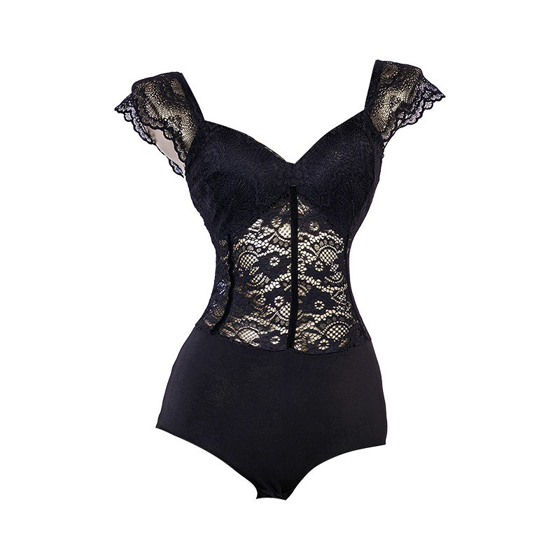 轻奢透视蕾丝摩登舞形体服打底