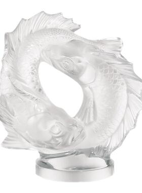 LALIQUE莱俪如意双鱼中号雕塑摆件