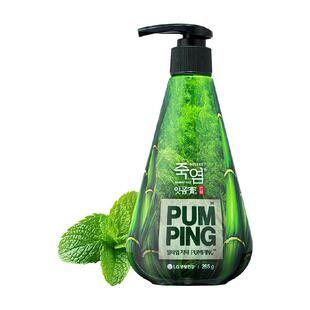 LG竹盐进口牙膏清新薄荷香派缤按压式大容量护齿清新洁白护龈健齿