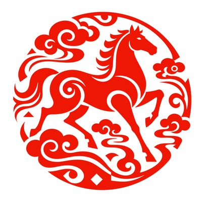 马窗花马年剪纸生肖马静电贴纸窗贴玻璃门贴2026春节新年装饰年画