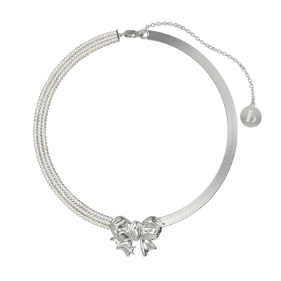 BOONEE蝴蝶结多链条拼接项链