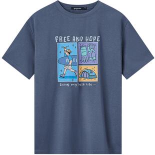 gxg.jeans男装 多色趣味图案潮流时尚宽松美式短袖T恤男 25夏新款