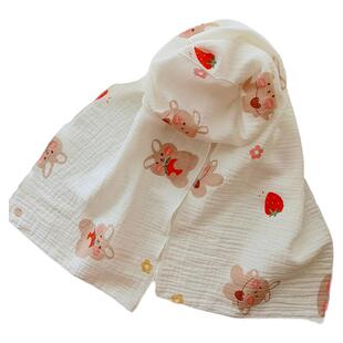 纯棉女童围巾春秋薄款户外纱巾婴幼儿宝宝围脖装饰冬季男童围巾潮