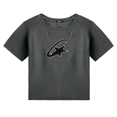 NNOVA高腰插肩毛巾绣短袖