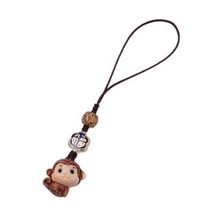 天然鹿角生肖猴手机链可爱精致小猴子高级挂件饰品防丢U盘吊坠绳