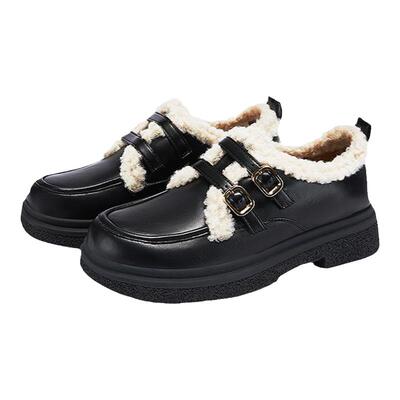 达芙妮乐福鞋雪地靴加绒保暖棉鞋