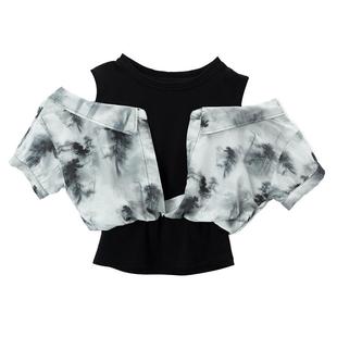 oo&vv三件套女装2026夏季新款纯色长袖衬衫短裤吊带舒适时尚套装