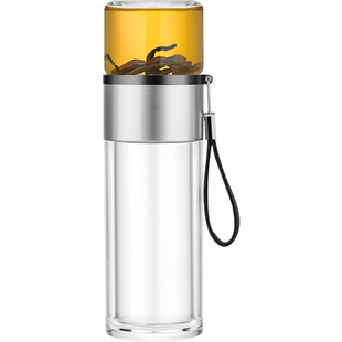 尚明茶水分离泡茶杯双层耐热车载玻璃杯男女便携式随手杯过滤水杯