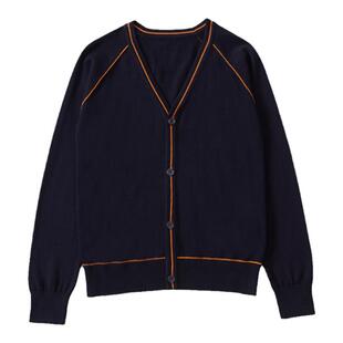 儿童毛衣开衫春秋款学生英伦针织衫藏青色校服外套男女童薄款外搭