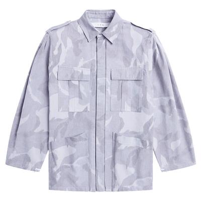 itiro女装长袖衬衫迷彩宽松