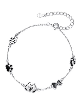 S999纯银猫狗日记情侣手链