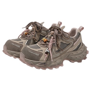 MILLIE'S/妙丽增高老爹鞋女2025秋季爆款做旧拼色透气休闲运动鞋