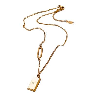 原创设计暴富金砖钛钢项链