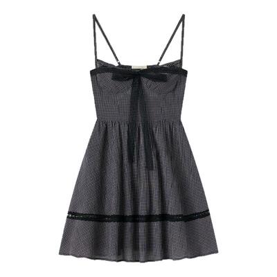 奶油松露吊带蝴蝶结舒适连衣短裙