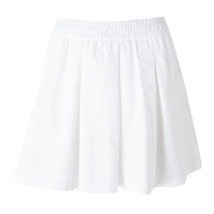PUMA彪马女子百褶短裙26夏运动休闲裙子白色休闲半身裙637473-02