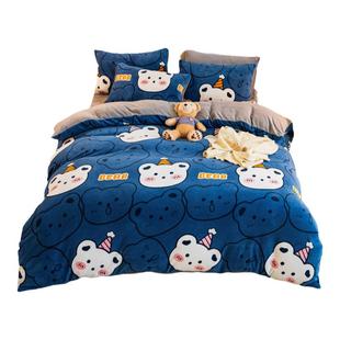 牛奶绒四件套珊瑚绒法兰绒床单被套床上用品双人短绒加厚保暖冬季