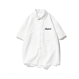 唐狮集团DESSO日系白色短袖衬衫男夏季冰丝薄款衬衣高级半袖外套