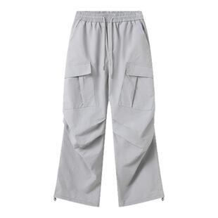 BTSG美式复古褶皱抽绳多口袋尼龙伞兵裤Cleanfit户外简约休闲裤潮
