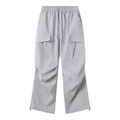 美式复古褶皱抽绳口袋尼龙伞兵裤