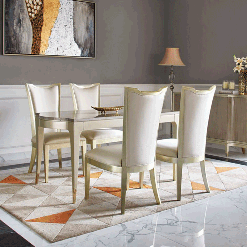 美式轻奢实木餐桌椅组合现代轻奢美家靠背弧形carved餐椅餐厅l218