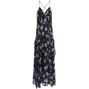 COCOBELLA花卉植物印花立体荷叶连衣裙度假风碎花吊带长裙FR3095