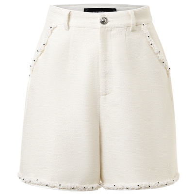 【奥莱】MAXRIENY肌理感率性撞色织带花纱短裤