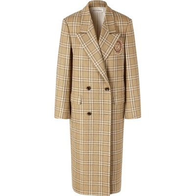 薇薏蔻英伦风长款粗花呢西装大衣