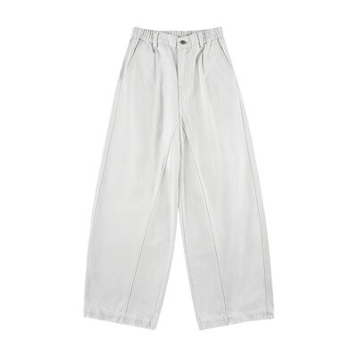 ISTURE美式简约cleanfit拼接纯色弯刀休闲裤男女宽松纯棉百搭长裤