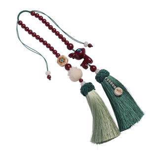 朱砂马年小鹿高级感汽车挂件车载平安挂饰本命年后视镜新款挂件