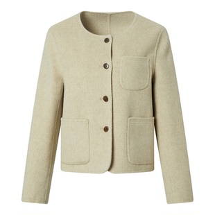 【纯羊毛】菲妮迪短外套2025冬季新款简约双面呢短款毛呢外套女