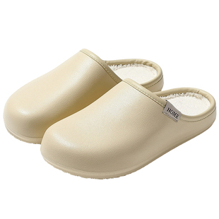 红豆买一送一防水棉拖鞋女士冬季室内家居防滑情侣一对保暖棉拖男