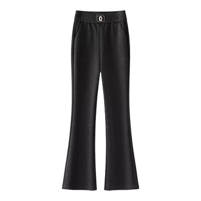 人字纹毛呢微喇裤女秋冬2025新款