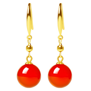 宫里上新红玛瑙耳环纯银红色耳饰女高级感耳钉生日本命年新年礼物