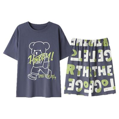 猫人夏季纯棉短袖短裤家居服套装