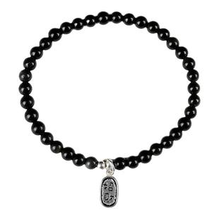 招财纳福天然彩虹眼黑曜石手链男女正品极细4mm圆珠单圈转运手串