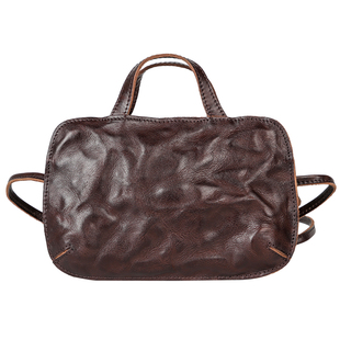 漫色复古手抓纹头层牛皮小方包女真皮褶皱手提单肩斜挎包迷你小包