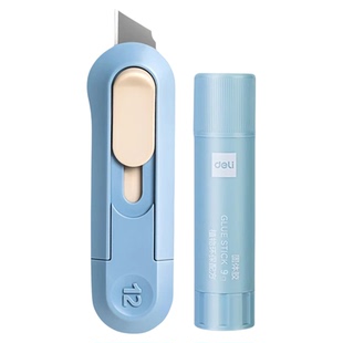 得力考研小刀固体胶棒美工刀拆快递刀研究生公务员拆试卷专用神器考试必备迷你高颜值美术生手工裁纸刀小号