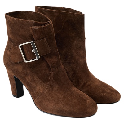 fed高跟时装靴女冬季新款女靴复古短靴绒面通勤靴女款S1104-YA035