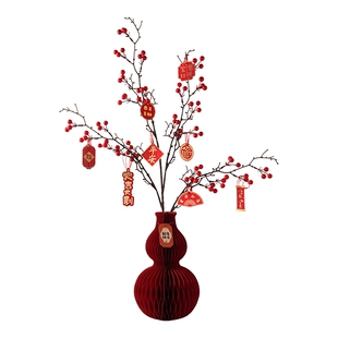 2026年创意新款新年装饰品桌面福禄摆件折纸花瓶春节氛围布置用品