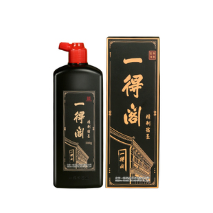 正品一得阁精制宿墨500g书法国画创作用墨作品墨汁乌黑发亮送墨碟
