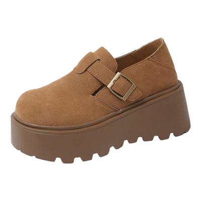 小个子6cm增高真皮厚底勃肯鞋女