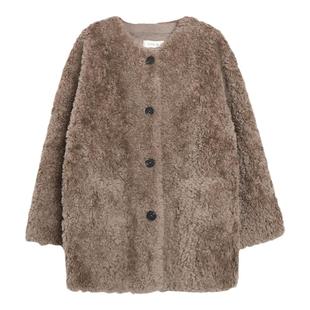 【宅慧影】西町村屋单排扣外套女秋冬新款气质短款皮草ZH9D10008