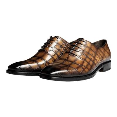 原创品牌男士商务皮鞋正装系带真皮大底手工固特异一片皮牛津皮鞋