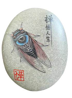 纯手绘创意摆件礼品带支架石头画